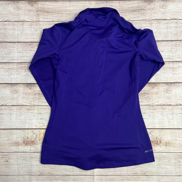 Nike Pro Dri-FIT Purple Half Zip Pullover Size Small Thumbholes Workout Running - Picture 2 of 14